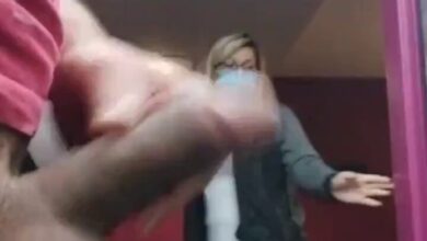 Man masturbates in a lift