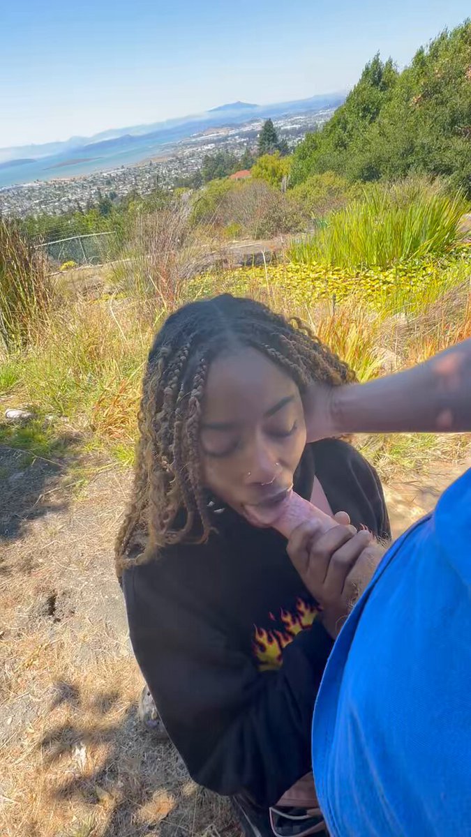 Sucking his cock with a view