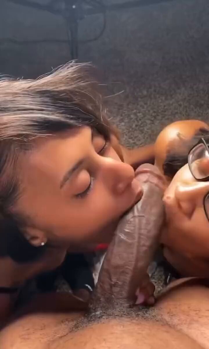 Two girls sucking his dick