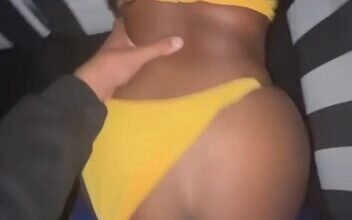 Pull her bikini to the side