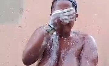 Neighbour bathing outside