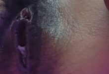 Rose vibrator on hairy pussy