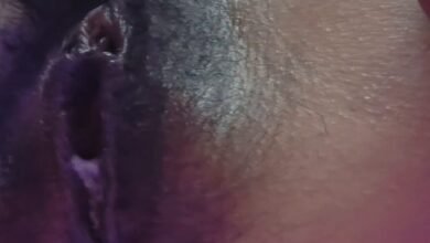 Rose vibrator on hairy pussy